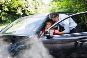 commercial vehicle injury after being hit by a semi truck in Foxborough and woman in need of Foxborough truck accident lawyer