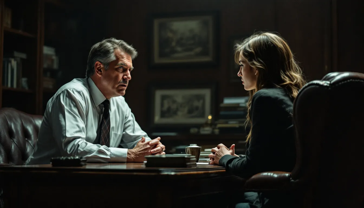 A personal injury lawyer in Mansfield, Massachusetts, discussing a case with a client.