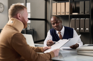 injured man with semi truck injury lawyer in Massachusetts getting settlement