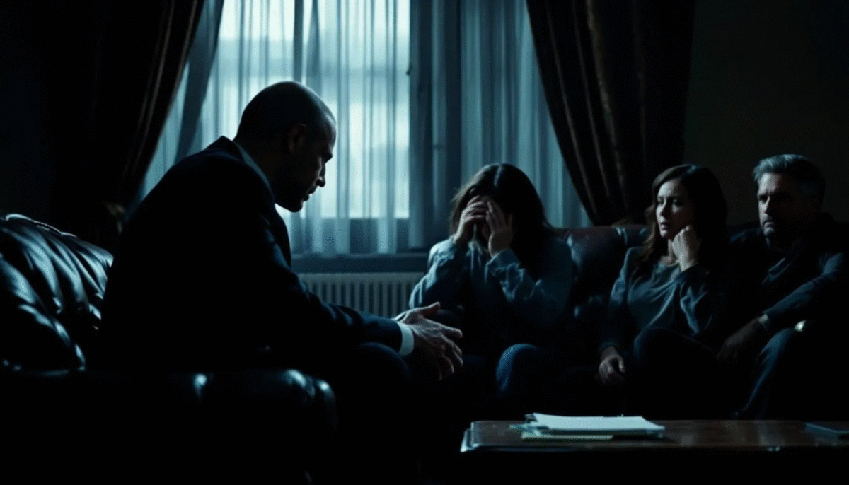 A legal professional consulting with a family affected by the Gabriel House fire tragedy.
